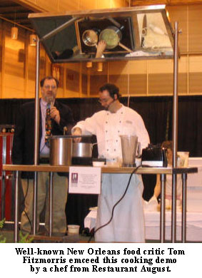 Well-known New Orleans food critic Tom Fitzmorris emceed this cooking demo by a chef from Restaurant August.