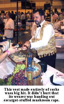 This vest made entirely of corks was a big hit. It didn’t hurt that its wearer was handing out escargot-stuffed mushroom caps.